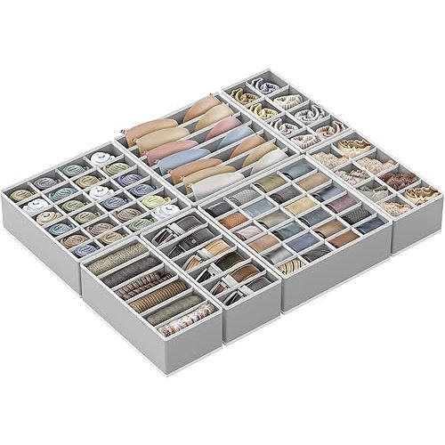 Simple Houseware Closet Underwear Organizer Drawer Divider Assorted 7 Pieces, Gray