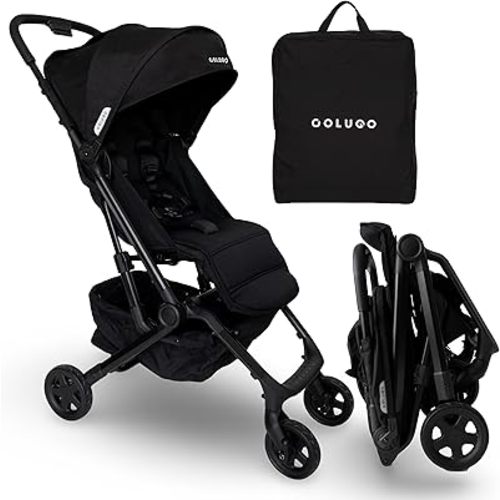 Colugo Compact Stroller+ Lightweight Foldable Travel Stroller for Airplane, Baby Toddlers & Infants with New One-Hand Fold, Reclining Seat, Rain Cover, Carry Backpack & Cup Holder (Black)