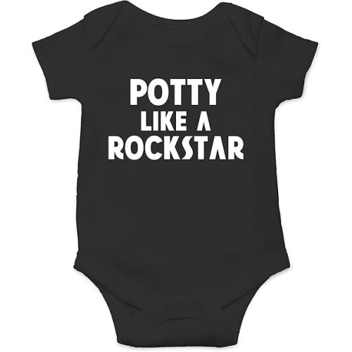 CBTWear Potty Like a Rockstar Funny Dirty Stinky Diaper Cute Novelty Infant One-Piece Baby Bodysuit (Newborn, Black)