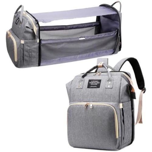 Diaper Bag Backpack with Changing Station, Nappy Baby Bags with Portable Changing Pad, 900D Waterproof Multi-Function Travel Portable Mommy Bag, Gray