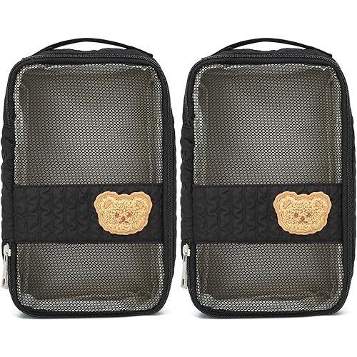 Diaper Bag Organizer Pouches - 2 Pack, small diaper bag Mini Purse, Travel Baby Bag for boys & Girls, Black