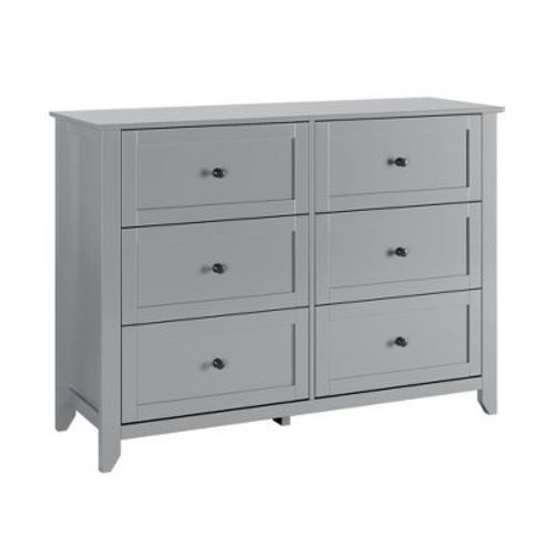 6 Drawer Dresser, Modern 6 Chest of Drawer Dresser with Round Handle, Wooden Storage Cabinet, Dresser Cabinet Organizer for Living Room, Entryway
