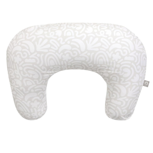 Boppy Nursing Pillow - Ergonomic Bottle & Breastfeeding Pillow with High, Firm, Large Area, Water-Repellent Cushion with Washable Cover; Baby Safety Alliance Verified - Cream Retro Squiggles