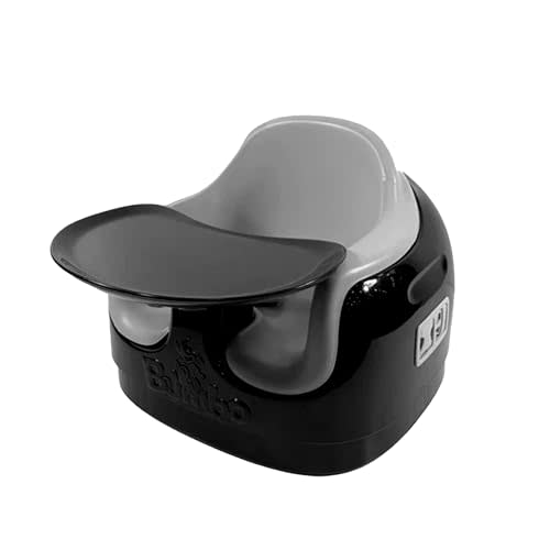 Bumbo Toddler Adjustable 3 In 1 Booster High Seat Chair, Non Slip Booster, Baby Chair for Eating with Removable Tray and Harness, Black/Cool Grey
