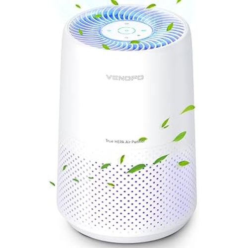 Air Purifiers for Bedroom, H13 HEPA Air Purifiers - Covers Up to 1074 ft² - 24dB Ultra-Quiet Sleep Mode, 360° Outlet Air Cleaner, Perfect for Home, Pets (White)
