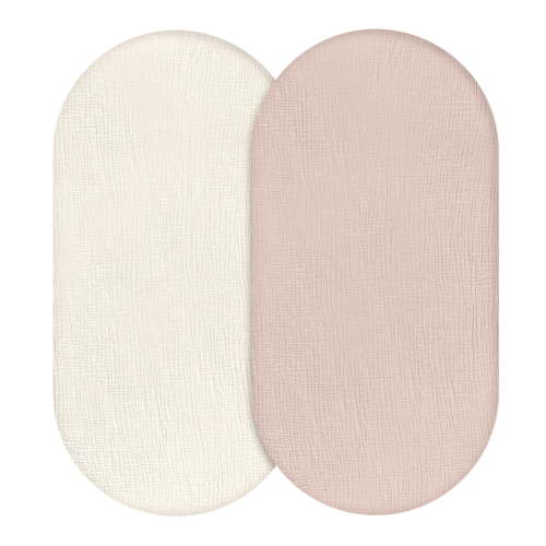 Gllquen Baby Bassinet Sheets 100% Muslin Cotton for Newborn Infants Baby Boys and Girls 2 Pack Set 32"X16", Rose