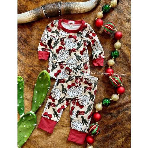 Western Santa kids Christmas pj set (sale)