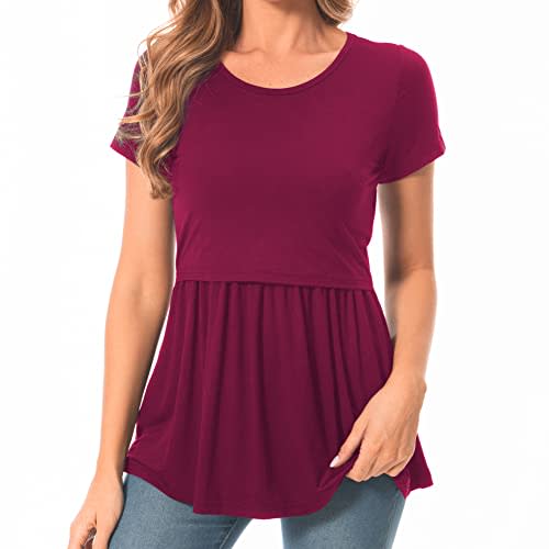 Bearsland Women’s Nursing Top Long Sleeve Scoop Neck Nursing Shirt Breastfeeding Shirt Pregnancy Clothes