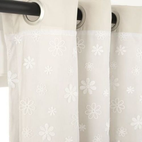 Lush Décor Dylin Flower Embroidery Window Curtain Panel Neutral Single 40X84