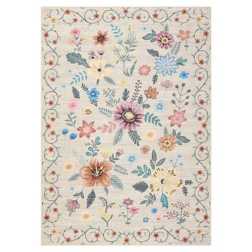 Garvee Machine Washable Flower Pattern Area Rug Ultra Thin Stain Resistant Non Slip for home Decor