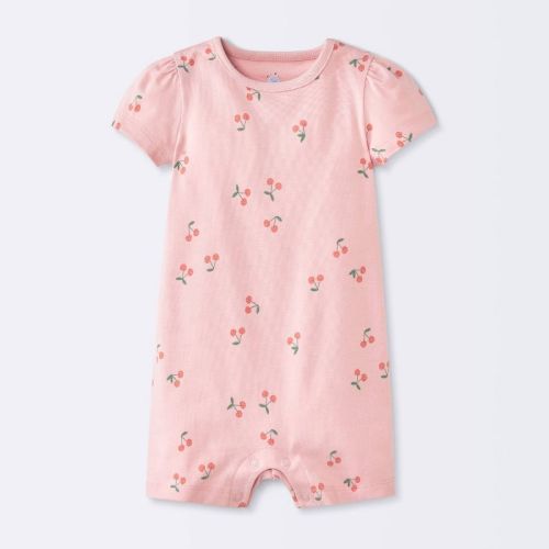 Baby Girls' Cherry Short Sleeve Romper - Cloud Island™ Rose Pink 0-3M