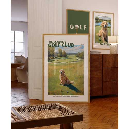 Good Boy Golf Club Golf Print - Golden Retrievers on Golf Courses Wall Art, Gifts for Golfers, Gifts for Dog Lovers, Location Prints