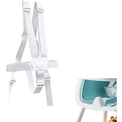 5 Point Harness Seat Belt Safety Strap Belt,Adjustable High Chair Strap,Baby Safe Harness for Stroller Pushchair Pram Buggy Safe Protection,Safety Harness Strap Belt,Shoulder Strap Belts(White)
