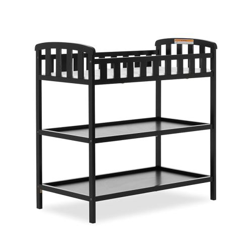 Dream On Me Emily Changing Table In Black, Comes With 1" Changing Pad, Features Two Shelves, Portable Changing Station, Made Of Sustainable New Zealand Pinewood