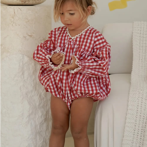 NOELLE ROMPER - CHERRY GINGHAM