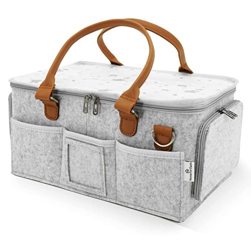Home For Each - Portable Diaper Caddy Storage Bag with Roll Lid and Removable Dividers, Caddy Organizer for Nursery, Changing Table, Car and More, Travel-Friendly Baby Caddy for Infant Essentials