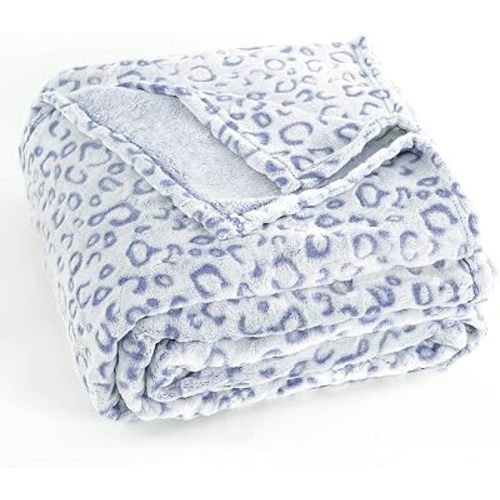 | Leopard Throw Blanket Fleece, Premium Lightweight Cozy Warm Plush Microfiber Bedspread for Couch Sofa and Bed (Blue, Twin (60 x 80 inches))