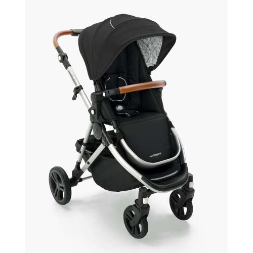 Mockingbird Single Stroller 2.0 | Black, Windowpane, Silver with Penny Leather