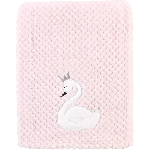 Hudson Baby Unisex Baby Plush Waffle Blanket, Swan, One Size