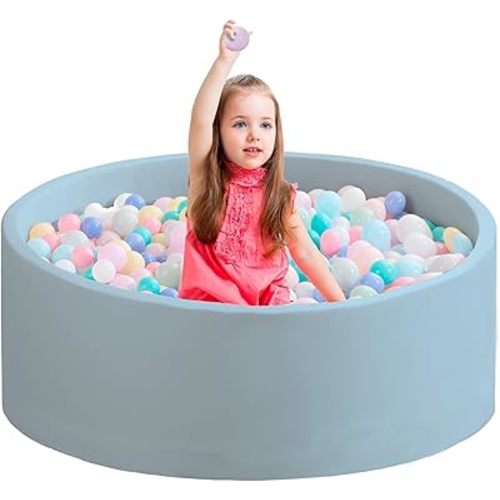 Ball Pit for Toddlers 35.43''x11.81 Baby Ball Pits Soft Memory Foam Ball Pit Round Kids Ball Pit Indoor Game Kids Play Ball Pool Ideal Gift for Girls and Boys (Lightblue, NO Balls)