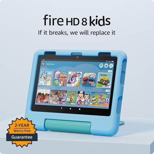 Amazon Fire HD 8 Kids tablet (newest model), ages 3-7. With bright 8" HD screen. Includes ad-free and exclusive content, parental controls and 13-hr battery, 32GB, Blue