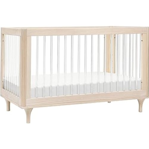 Babyletto Lolly 3-in-1 Convertible Baby Crib With Toddler Bed & Daybed Conversion - Strong, Durable & Easy Assembly - GREENGUARD Gold Certified - 4 Adjustable Mattress Heights - Washed Natural/Acrylic