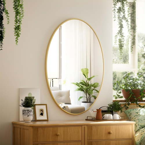 Anyrose Oval Bathroom Mirror 24"x36" Bathroom Vanity Mirror, Gold