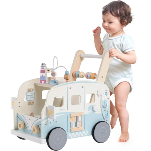ROBUD Wooden Baby Push Walker - Vacation Bus