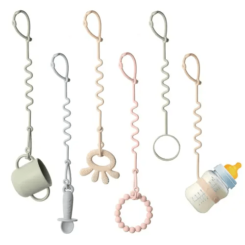 Andy Bear Toy Straps for Baby 6 Pack Keep Your Baby's Toys and Sippy Cups Secure with Toy Straps and Sippy Cup Strap Adjustable Silicone Toy Straps for Strollers High Chair, Stroller Accessories