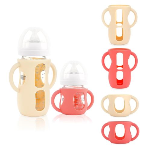 4-Pack Silicone Sleeves for Philips Avent Glass Bottles, BPA-Free Drop-Resistant Baby Bottle Sleeves with Handles, Compatible with Philips Avent Natural Glass Baby Bottles (4 & 8 oz)