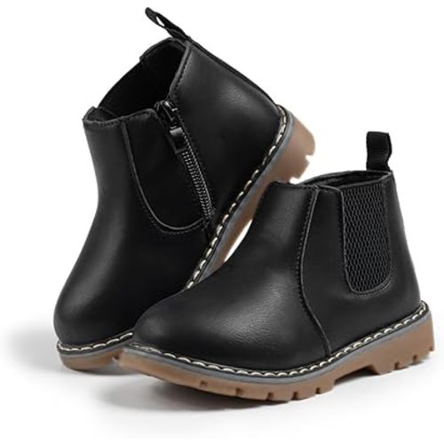 Boys Girls High Top Combat Ankle Boots Kids Waterproof PU Leather Fall Boots Winter Warm Snow Outdoor Hiking Shoes Toddler Non Slip Texture Soft Durable Walking Boot