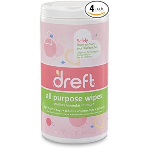 Dreft Multi-Surface All-Purpose Gentle Cleaning Wipes for Baby Toys, Car Seat, High Chair & More, 70 Count (Pack of 4) - All Purpose Wipes, Pack of 4