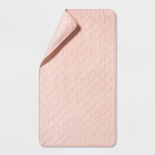 Waterproof Sleep Anywhere Kids' Pad Pink - Pillowfort™: Quilted Velvet Mattress Pad, Oeko-tex Certified, 54"x30"