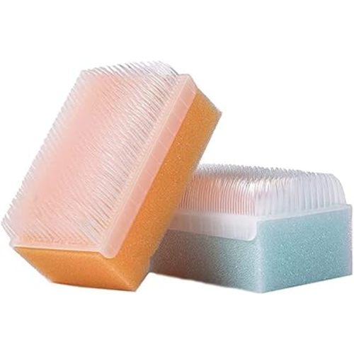 Loofah Sterilized Cradle Cap Brush - 3-pk Sterile and Safe 2 in 1, Baby Bath Sponge | for Treatment Time Puff, Multicolored