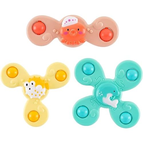 Suction Cup Spinner Toy for Baby 12-18Months, Bath Toys for Toddlers 1-3, Boys and Girls 1st Birthday Sensory Toys Gifts