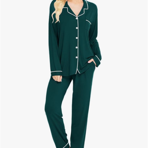 SWOMOG Womens Pajamas Set Long Sleeve Sleepwear Button Down Nightwear Soft Cotton Pj Lounge Sets