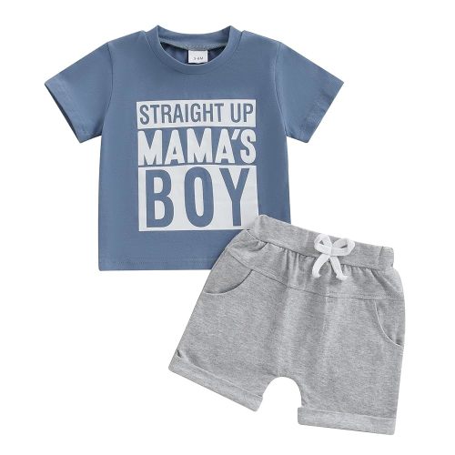 MoZiKQin Baby Boy Summer Clothes Cute Letter Print Short Sleeve Tshirt and Shorts Set Toddler Summer Outfits for Boys
