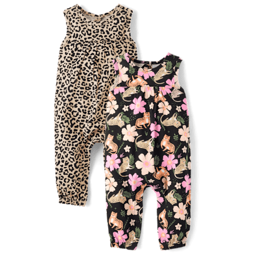 Baby Girls Leopard Romper 2-Pack - Tan