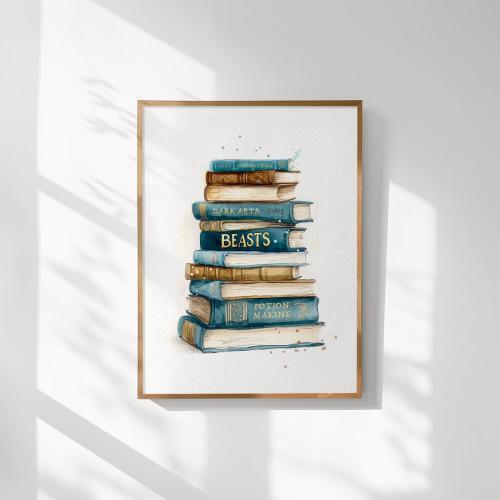 Wizard Neutral Nursery, School Books Print, Magical Wall Art, Wizarding Baby Decor, Fan Decor, Baby Gift, Wizard Wall Decor, Whimsical Art