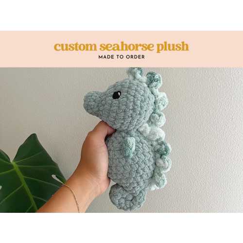 Seahorse Plush - Crochet Seahorse - Stuffed Seahorse - Beach Baby Gift - Ocean Baby Shower - Baby On Board - Sea Animal Toy - Ocean Nursery
