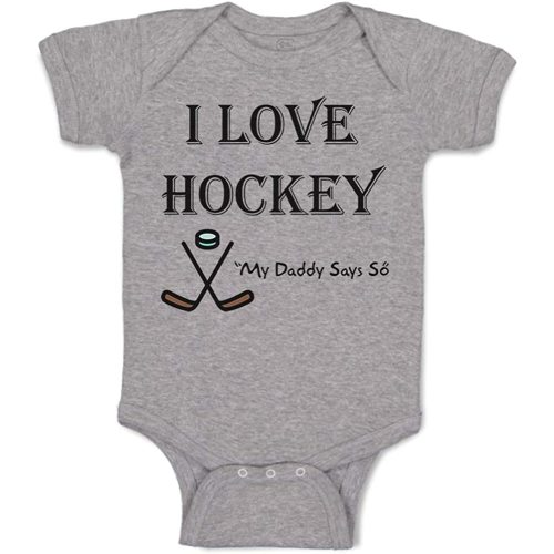 Custom Baby Bodysuit I Love Hockey My Daddy Says So Cotton Boy & Girl Clothes
