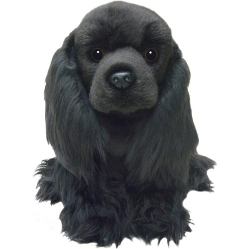 KKA sawley fine Arts Plush Toy Sitting Black Cocker Spaniel - Soft Collectible Dog - 12"