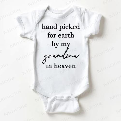 HAND PICKED FOR EARTH BY MY GRANDMA/GRANDPA IN HEAVEN Baby White Bodysuit