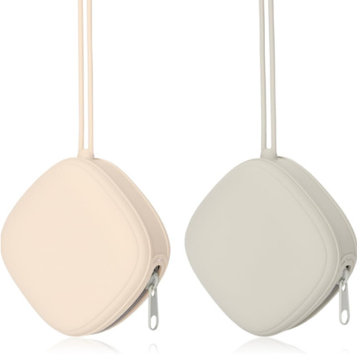 Silicone Pacifier Holder Case, Baby Binky Silicone Cover Pouch, Silicone Pacifier Storage Case for Diaper Bag, 2 Pack (Light Grey, Cream)