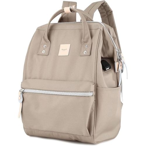 himawari Laptop Backpack for Women&Men Travel With USB Charging Port Large Business Bag Water Resistant College Computer Doctor (1881-Khaki, Regular)