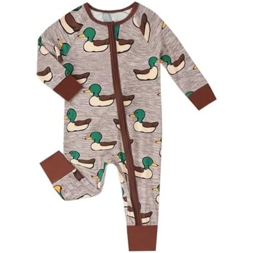 MOSSRIVER Bamboo Viscose Baby Long Sleeve Romper, Cute Pumpkin Prints Zipper Footless Jumpsuit, Toddler One-Piece Outfits