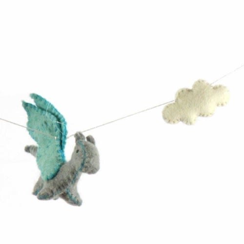 The Curated Nomad Thrift Handmade Felt Dragon Hanging Garland