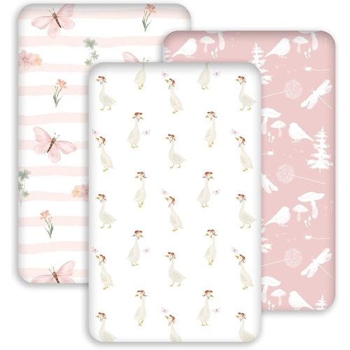 Bedside Sleeper Bassinet Fitted Sheets 20 x 33, 3 Pack Baby Delight Beside Me Dreamer,Babybond,Jimglo,koola,cowiewie,fodoss, Dream On Me Baby Square Bassinet, Pink Animal