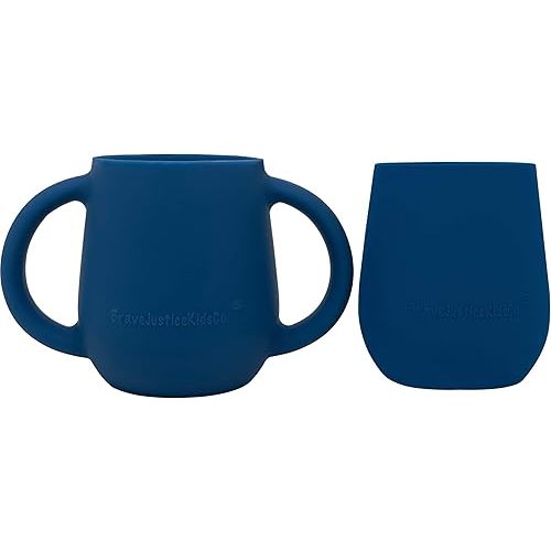 | Teenie Tiny™ Silicone Developmental Baby-Led Weaning Drinking Cups (2 pack) (Blue Fusion)