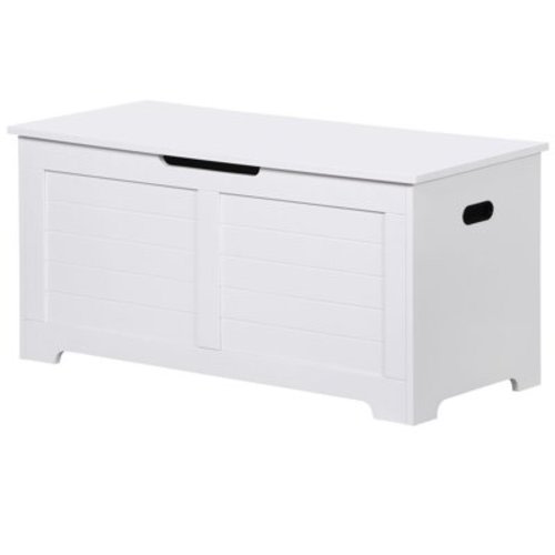 ZenSports 39''L Kids Toy Storage Chest Bench Box W/Safety Hinged Lid for Entryway, Bedroom White